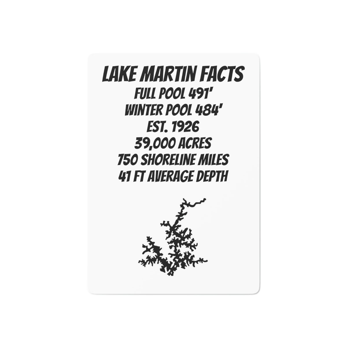 Lake Martin Facts Poker Cards - Market George